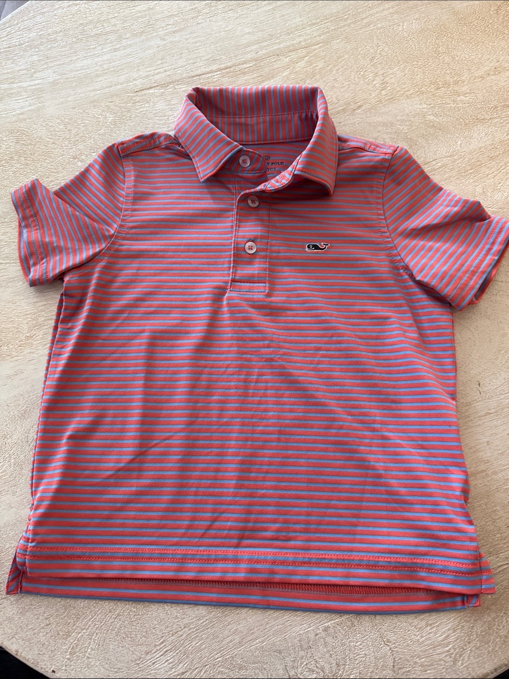 Vineyard Vines Kids Coral and Blue Striped Polo Shirt